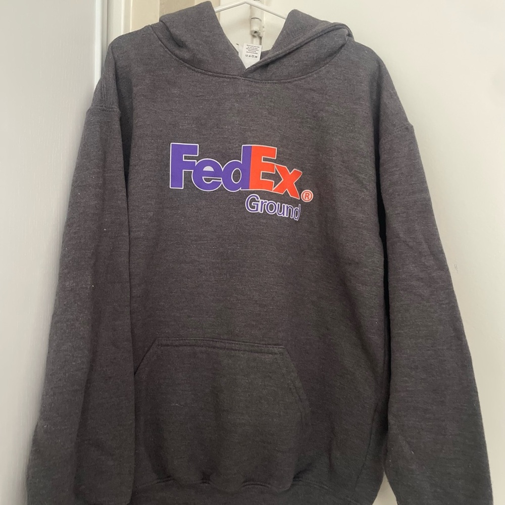 Dex Charcoal Hoodie with Purple and Orange FedEx Logo
